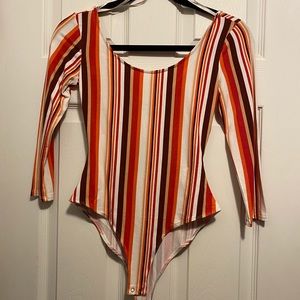 NWT Striped 3/4 sleeve bodysuit